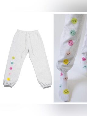 Frasier Sterling Smiley Face Sweatpants Gray Size Medium